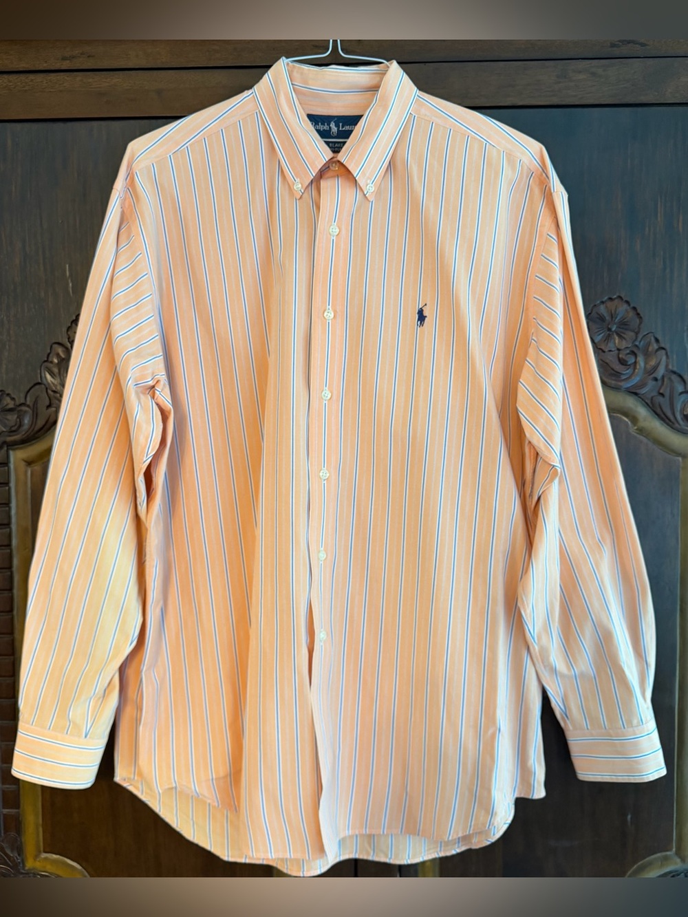 Ralph Lauren Blake Men’s Peach Stripe Classic Button-Down Shirt Size Large